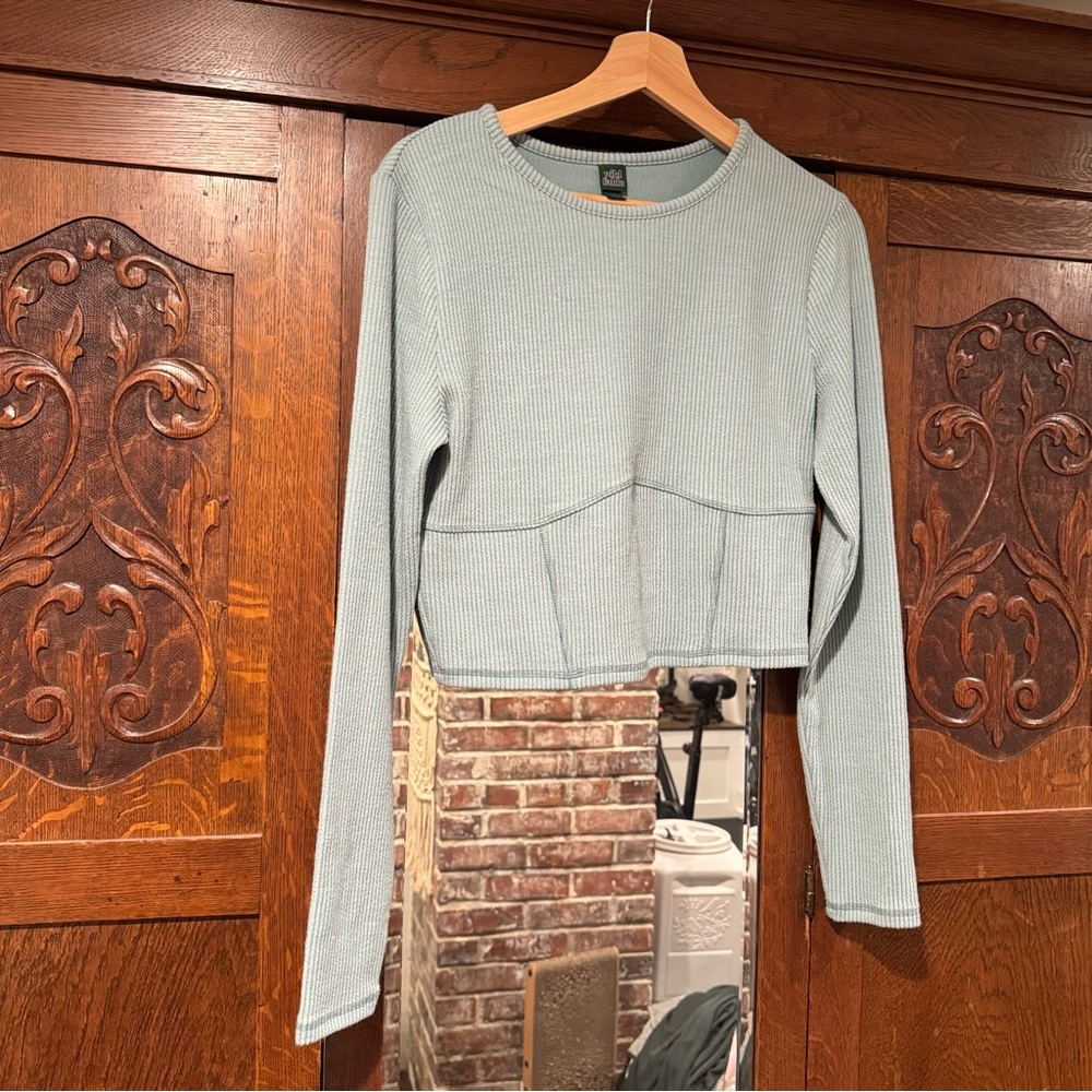 Wild Fable Ribbed Knit Top in Light Teal